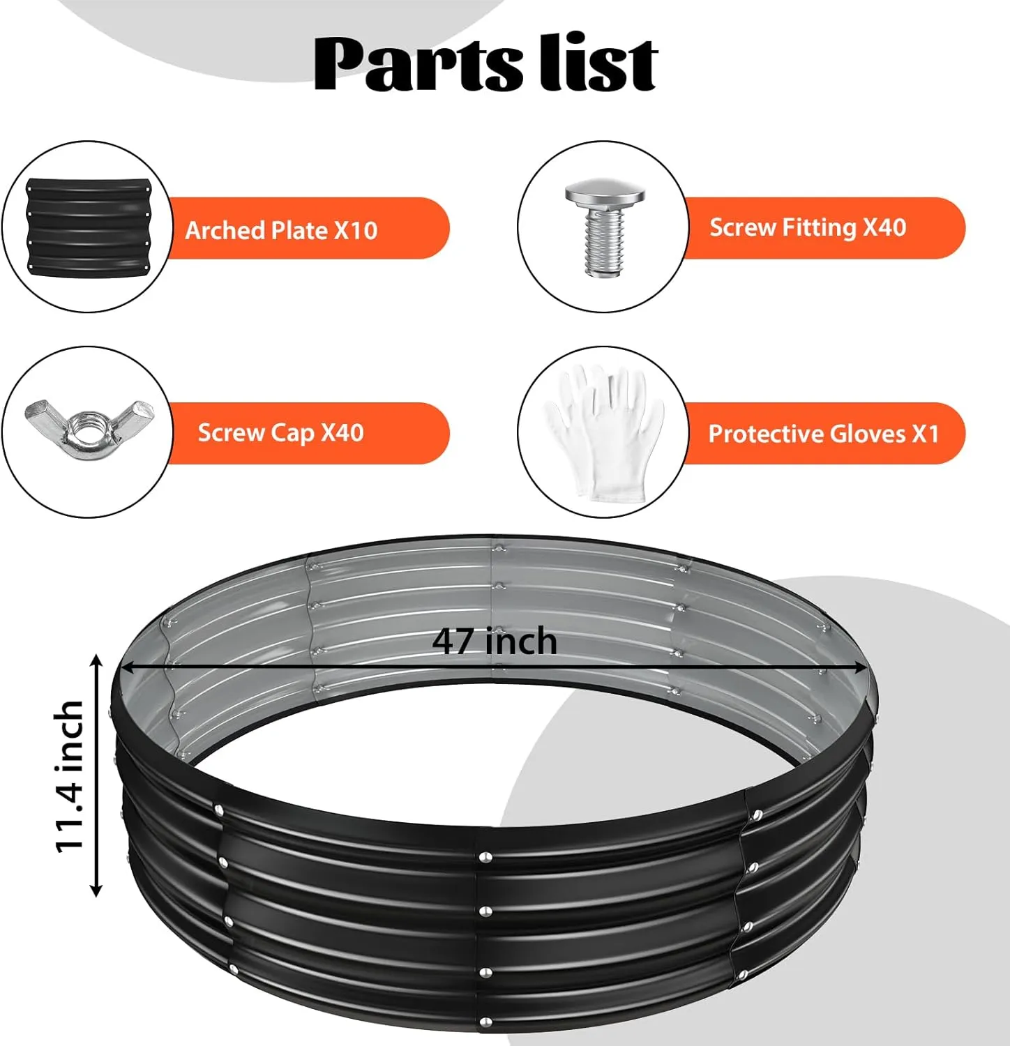 48 Inch Round Galvanized Fire Pit Ring/Fire Ring - Foldable and Perfect for Outdoor Gatherings and Campfires in The Yard/Garden/Park/Beach (Black Gray, 4 FT Diameter 1 FT Tall)