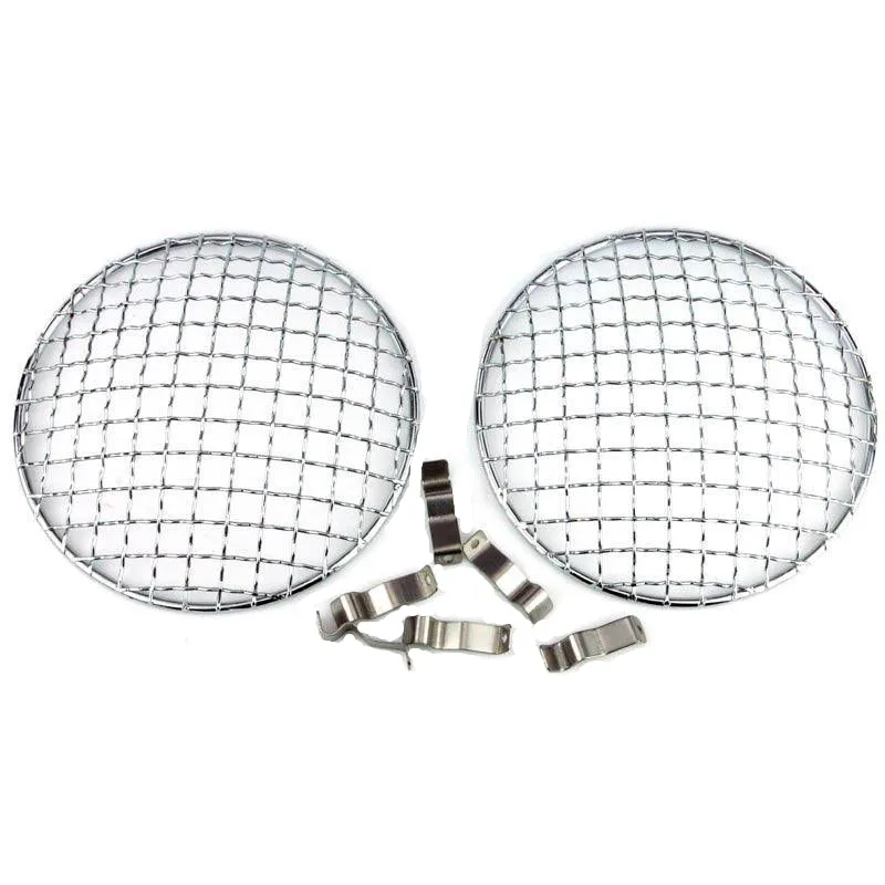 5 3/4" Chrome Mesh Headlamp Stone Guards