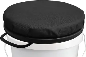 5 Gallon Bucket Seat, 360 Degree Swivel Bucket Lid Padded with Memory Foam, Bucket Seat Cover Used for Hunting Gardening and Camping Fishing. (Black)