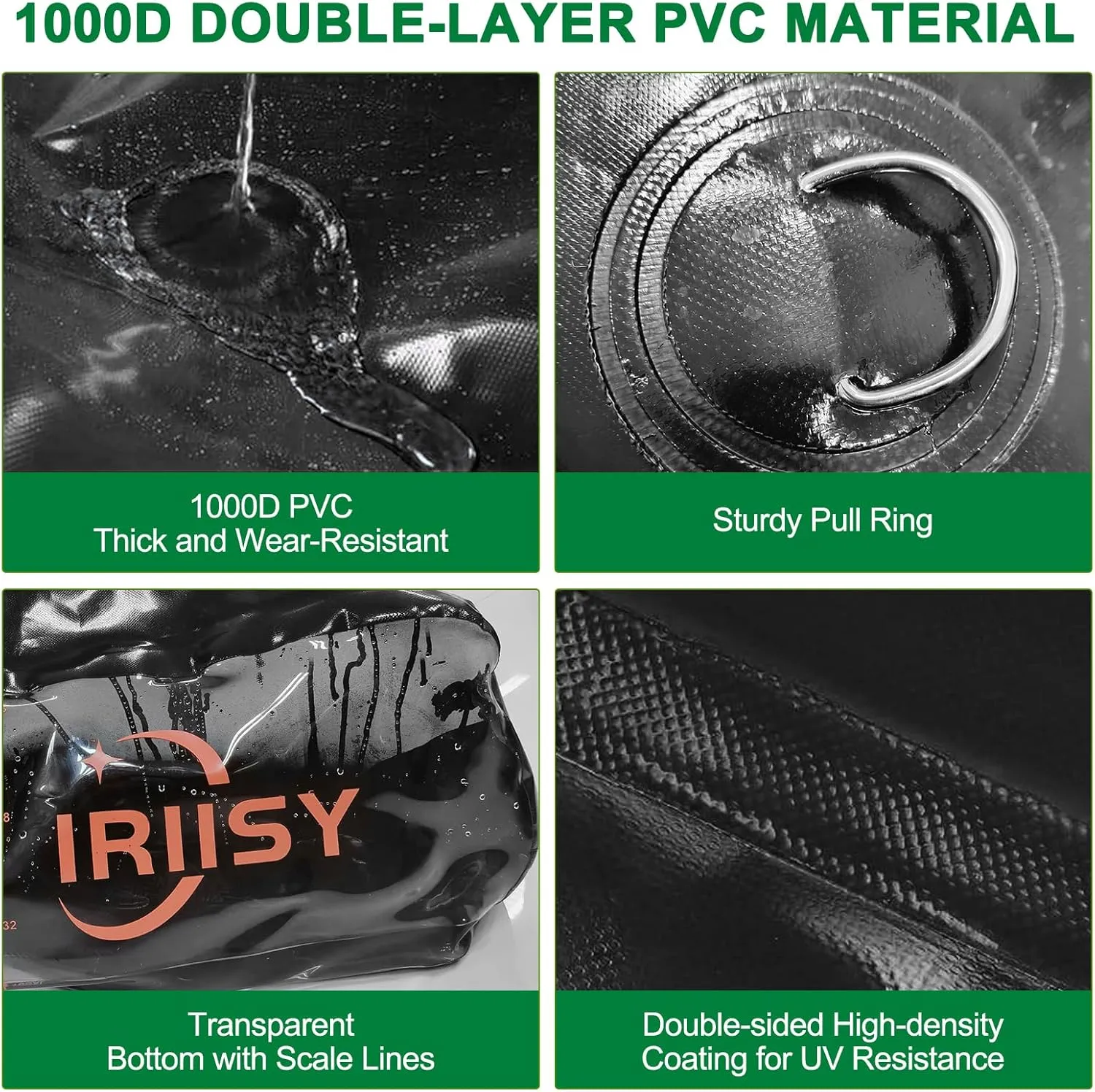 540L Water Storage Bladder with w/Water Level Indicator, 142 Gal Foldable Water Bladder Tank, PVC Portable Emergency Water Tank Water Bag for RVs, Fire Prevention, Irrigation, Camping, Garden