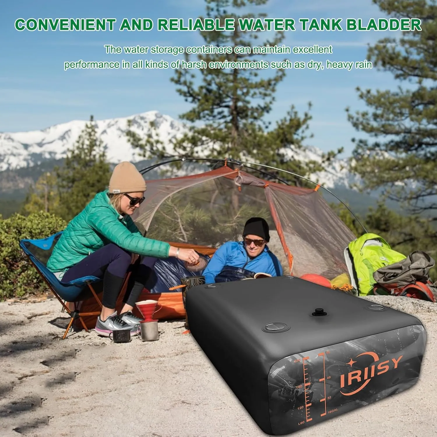 540L Water Storage Bladder with w/Water Level Indicator, 142 Gal Foldable Water Bladder Tank, PVC Portable Emergency Water Tank Water Bag for RVs, Fire Prevention, Irrigation, Camping, Garden