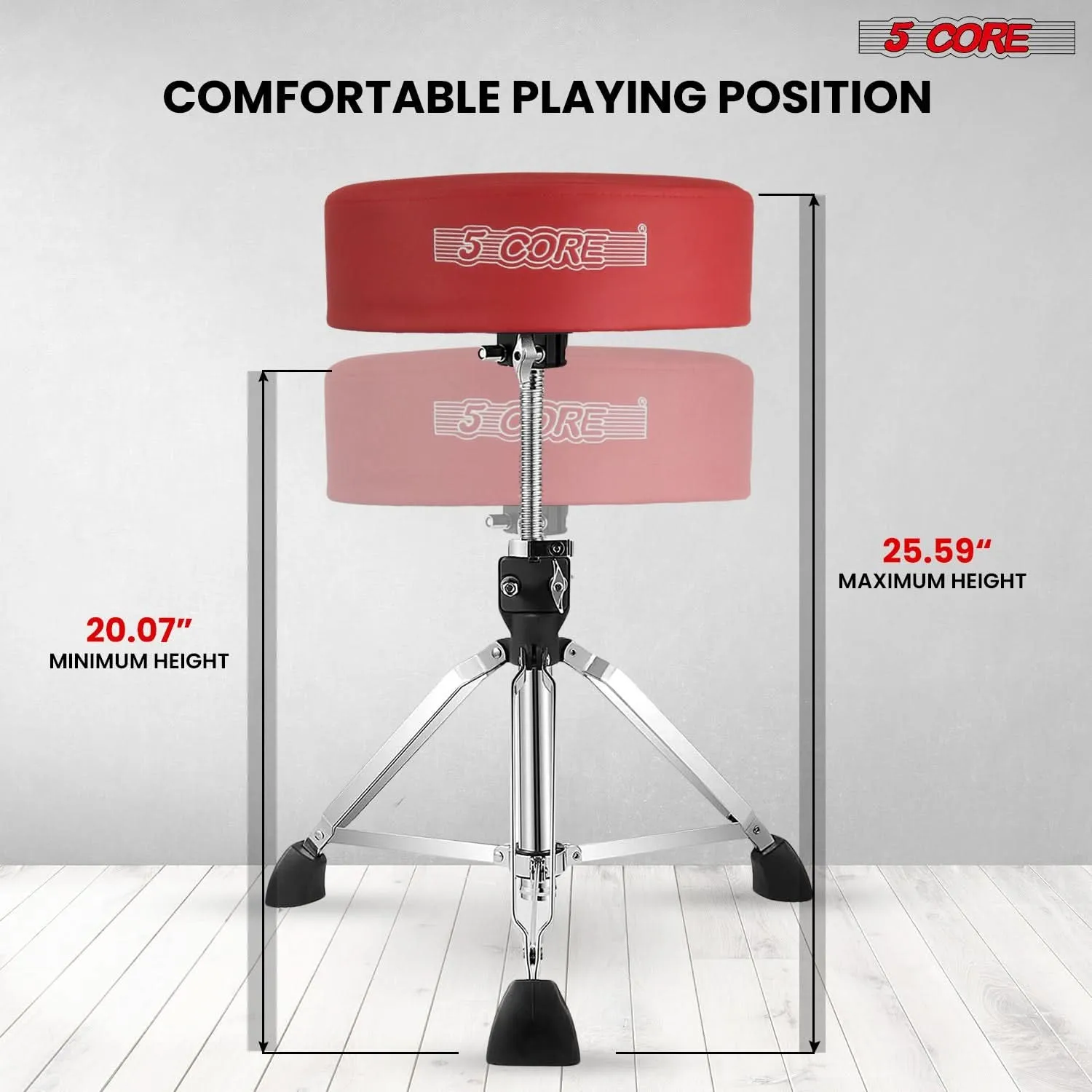 5Core Drum Throne Padded Adjustable Guitar Stool Drummer Seat for