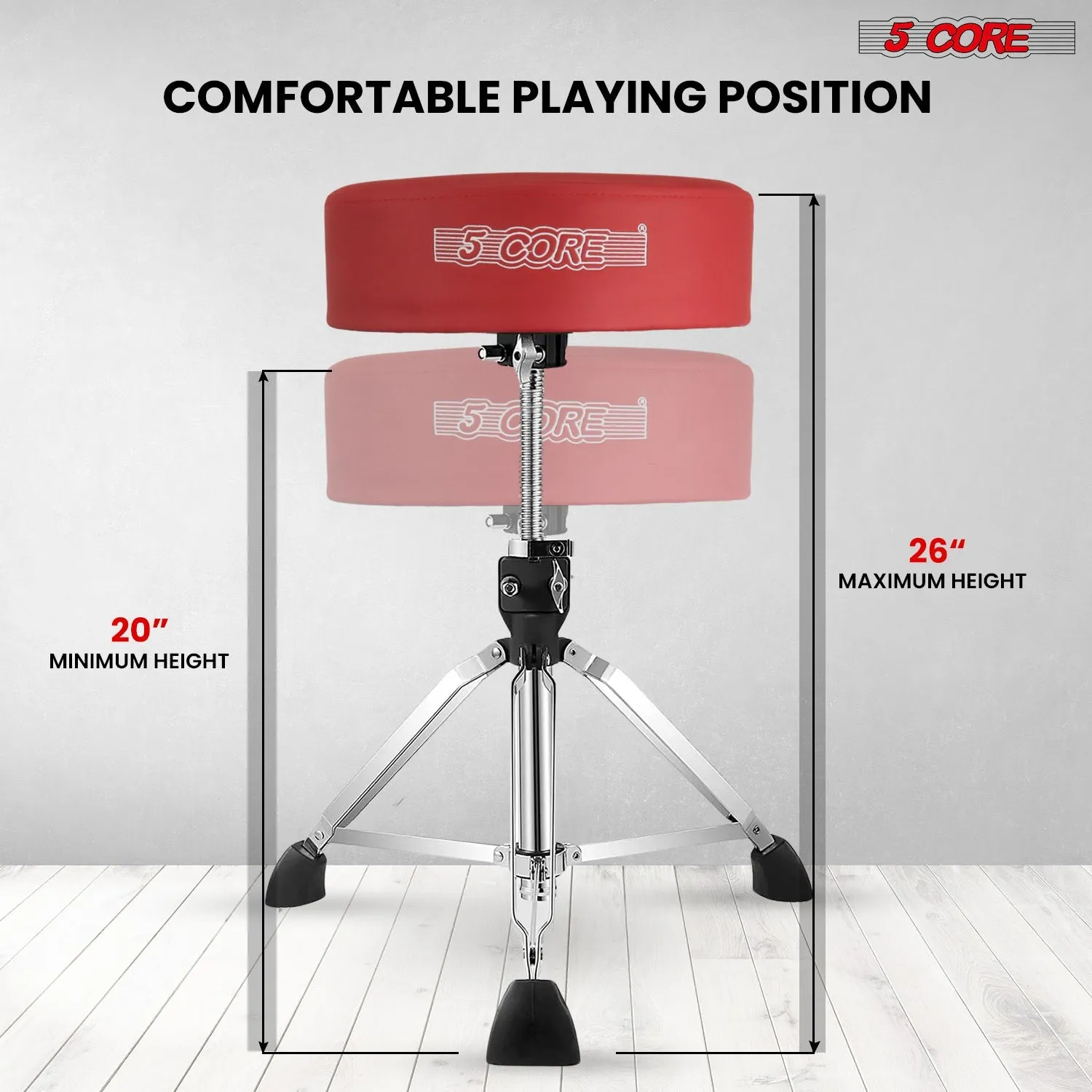5Core Drum Throne Padded Adjustable Guitar Stool Drummer Seat for