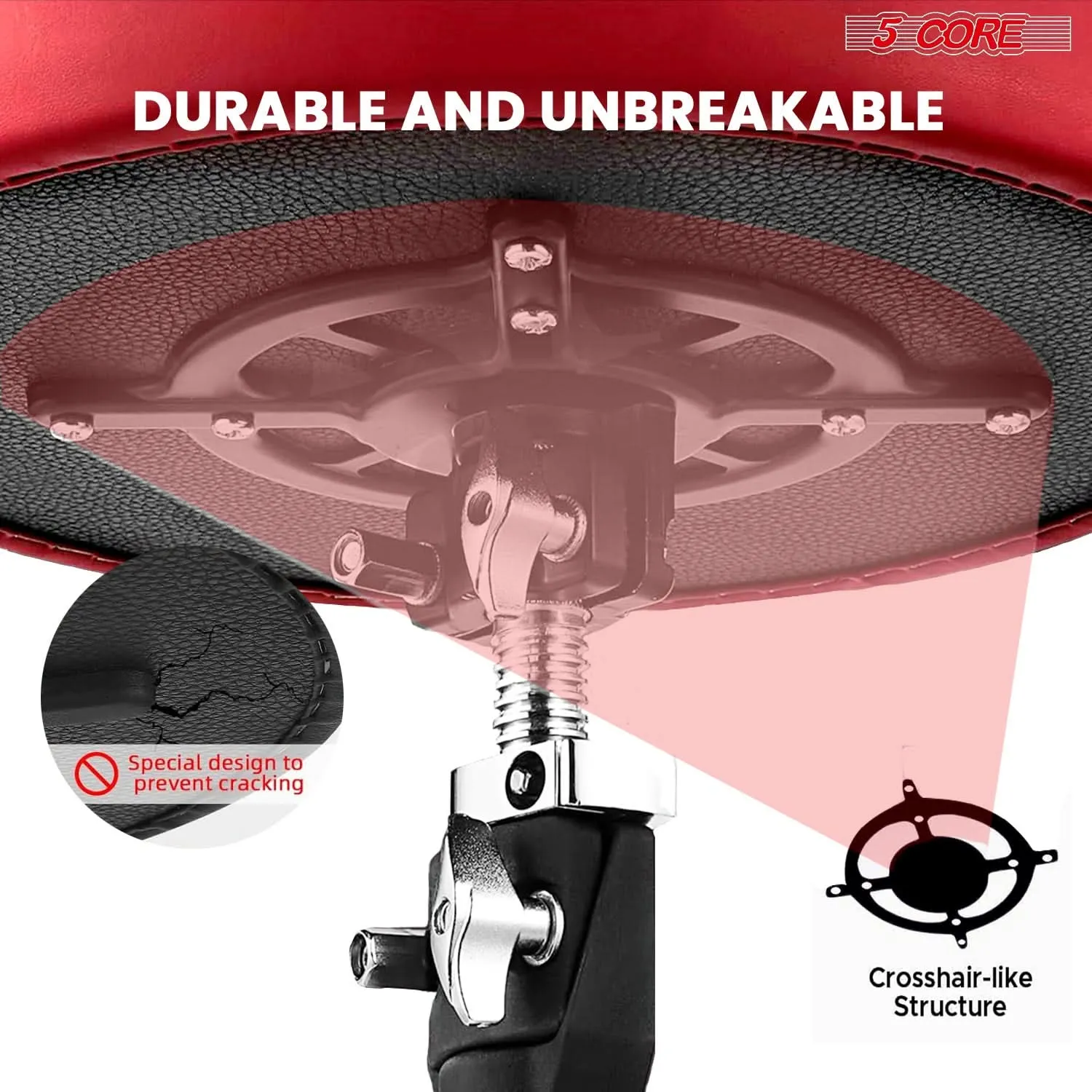 5Core Drum Throne Padded Adjustable Guitar Stool Drummer Seat for
