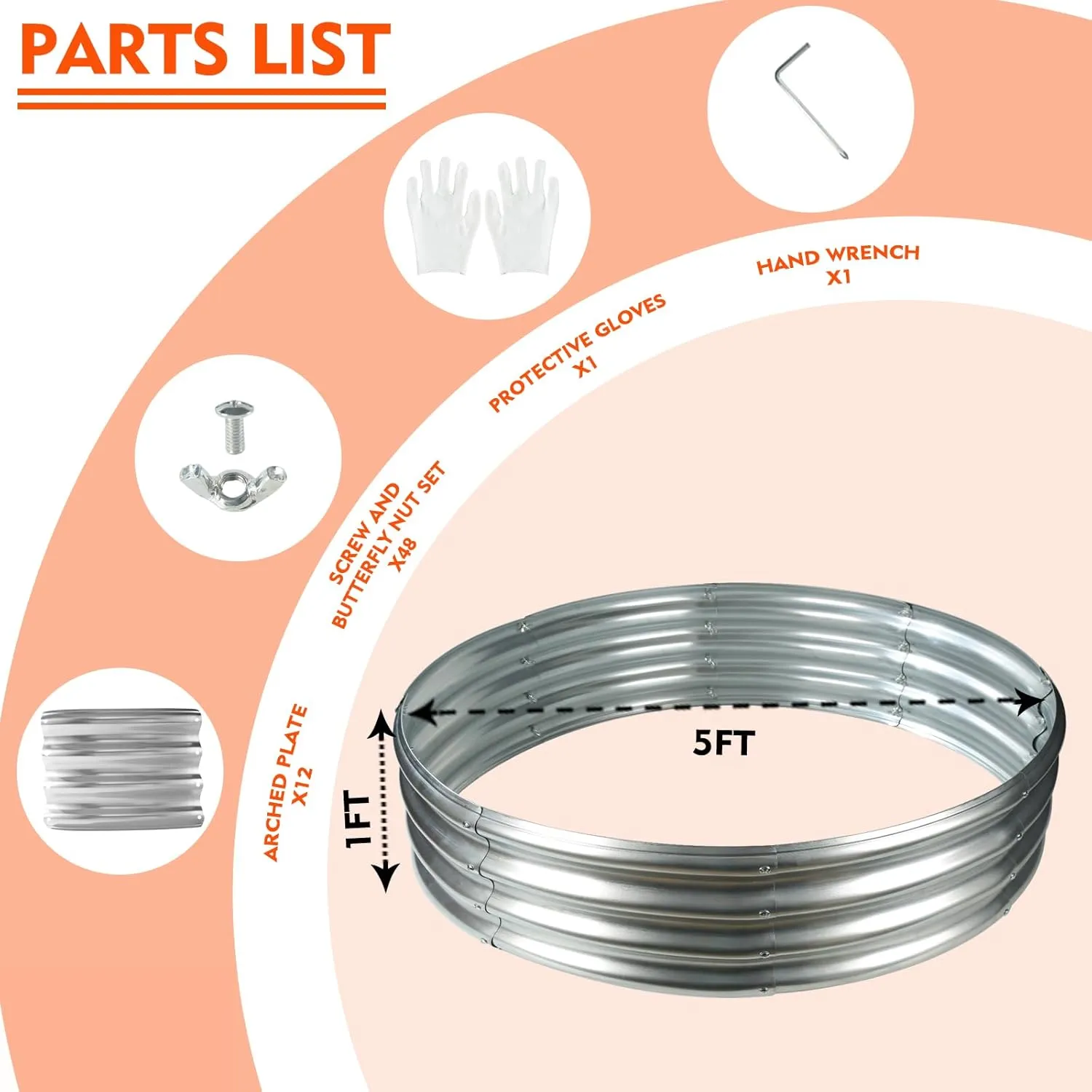 60 Inch Diameter Round Galvanized Fire Pit Ring/Fire Ring - Foldable and Perfect for Outdoor Gatherings and Campfires in The Yard/Garden/Park/Beach (5 FT Diameter, Silver)