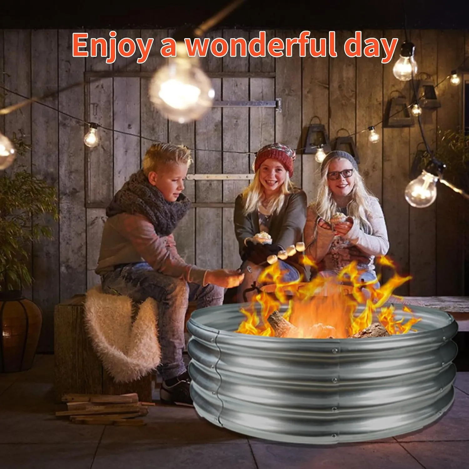 60 Inch Diameter Round Galvanized Fire Pit Ring/Fire Ring - Foldable and Perfect for Outdoor Gatherings and Campfires in The Yard/Garden/Park/Beach (5 FT Diameter, Silver)