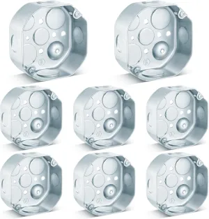 8 Pcs 4 x 1-1/2 Inch Metal Electrical Junction Box 15.5 Cu. in. Capacity Octagon Electrical Box Silver Galvanized Steel Drawn Construction