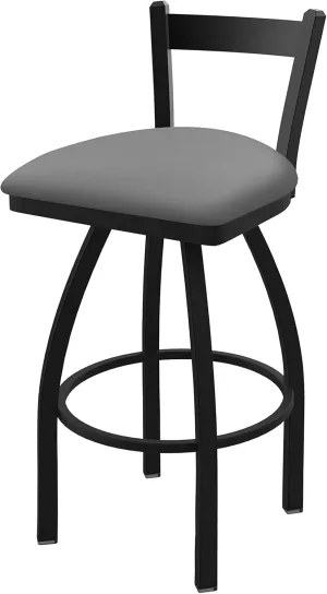 821 Catalina 25" Low Back Swivel Counter Stool with Black Wrinkle Finish and Canter Folkstone Grey Seat