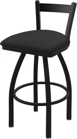 821 Catalina 25" Low Back Swivel Counter Stool with Black Wrinkle Finish and Canter Iron Seat