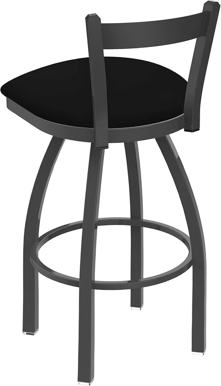 821 Catalina 25" Low Back Swivel Counter Stool with Pewter Finish and Black Vinyl Seat