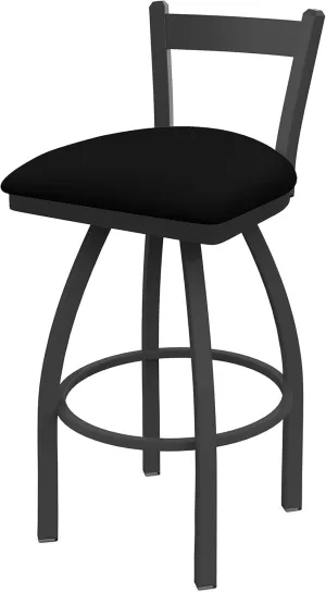821 Catalina 25" Low Back Swivel Counter Stool with Pewter Finish and Black Vinyl Seat