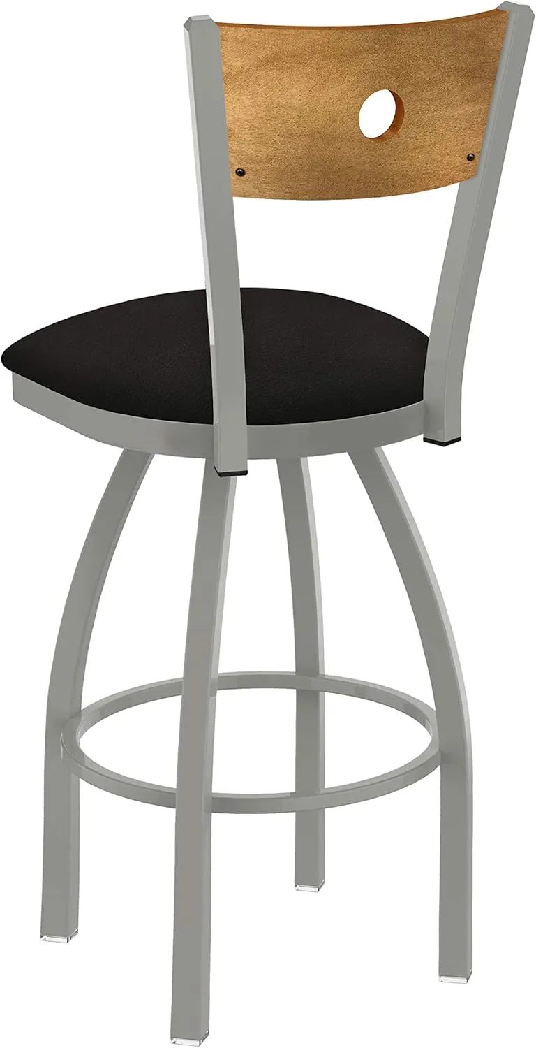 830 Voltaire 25" Swivel Counter Stool with Anodized Nickel Finish, Medium Back and Canter Espresso Seat