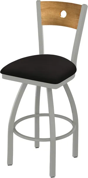 830 Voltaire 25" Swivel Counter Stool with Anodized Nickel Finish, Medium Back and Canter Espresso Seat