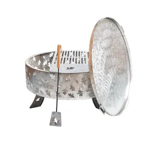 900mm Stainless Steel Fire Pit with Cooking Set & Lid