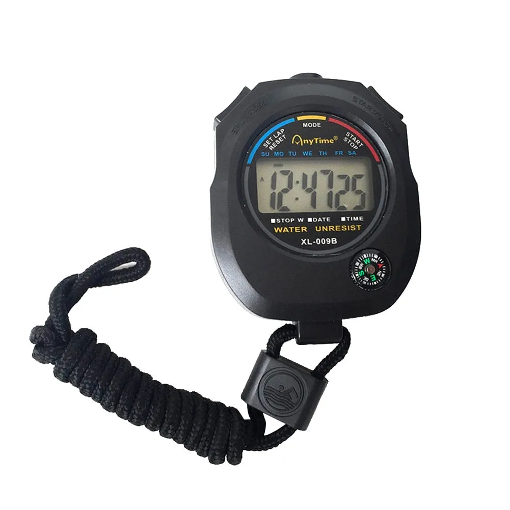 ABS Digital Timer Counter Stopwatch Multi-Function Running Referee Chronograph with Alarm Calendar Clock Compass