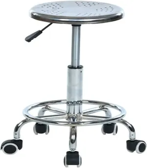 Adjustable Hydraulic Round Rolling Stool Chair with Wheels 360 Degree (Color : Bar Stool, Set of 2, Silver) for Wedding