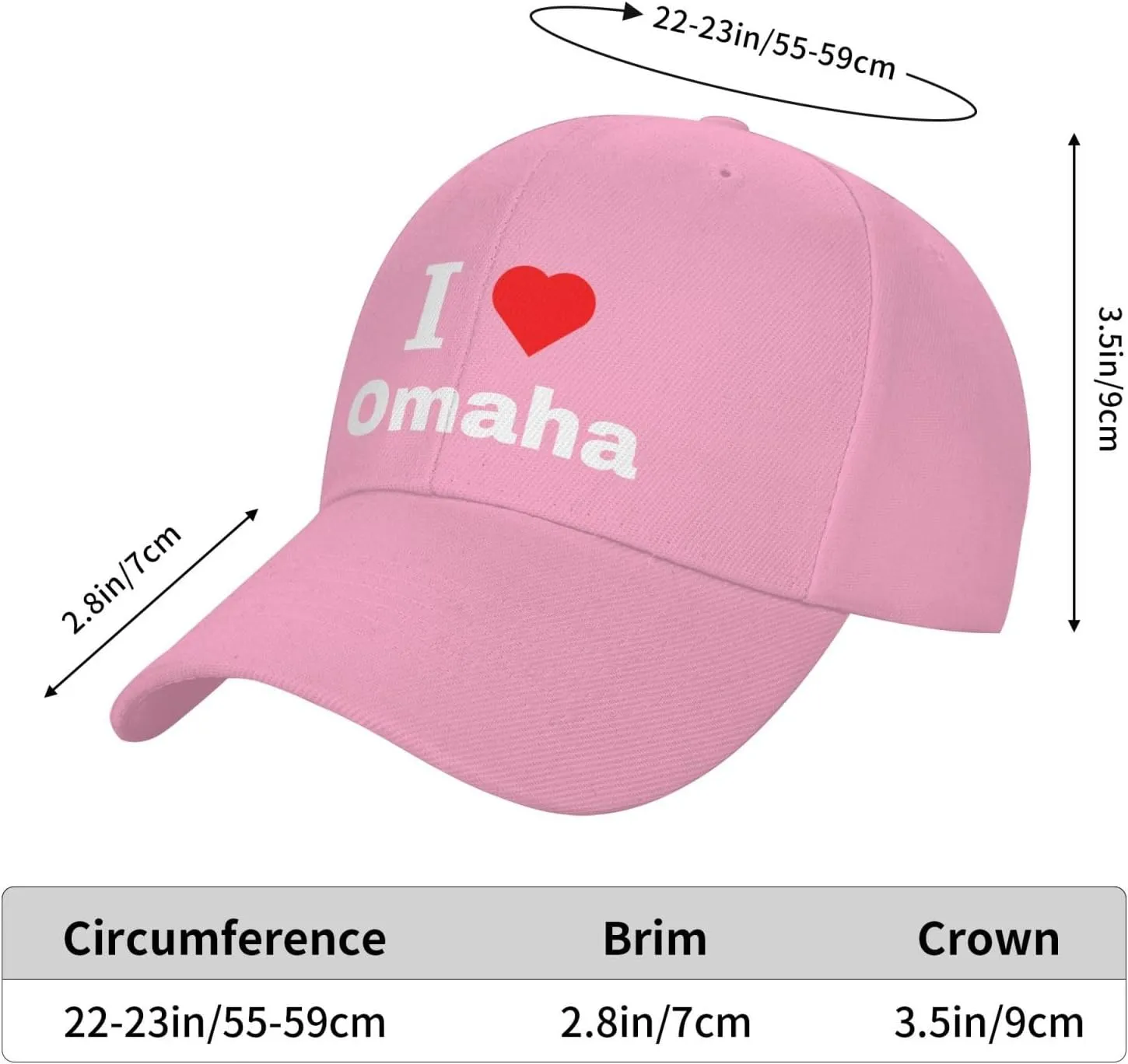 Adjustable I Love Omaha Baseball Cap for Men Women Classic Casual Unisex Dad Hat Trucker Hat