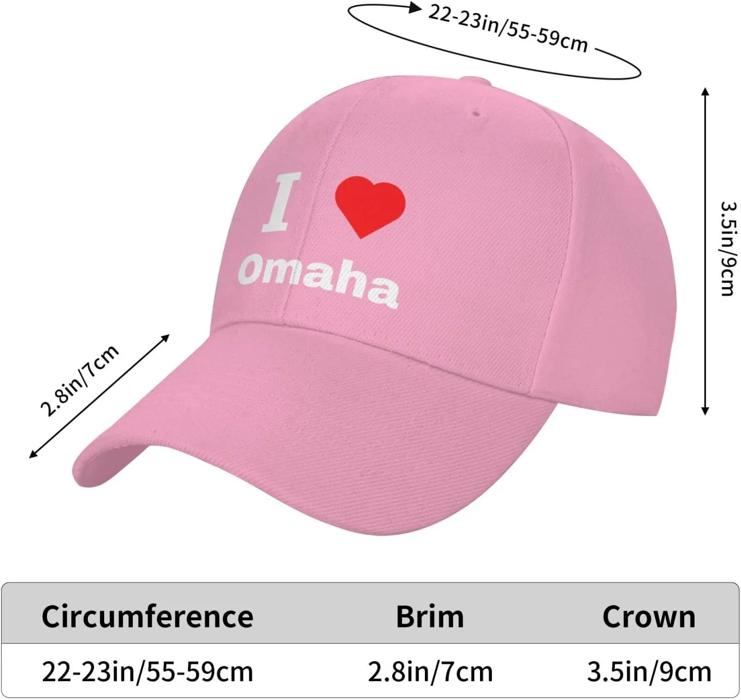 Adjustable I Love Omaha Baseball Cap for Men Women Classic Casual Unisex Dad Hat Trucker Hat