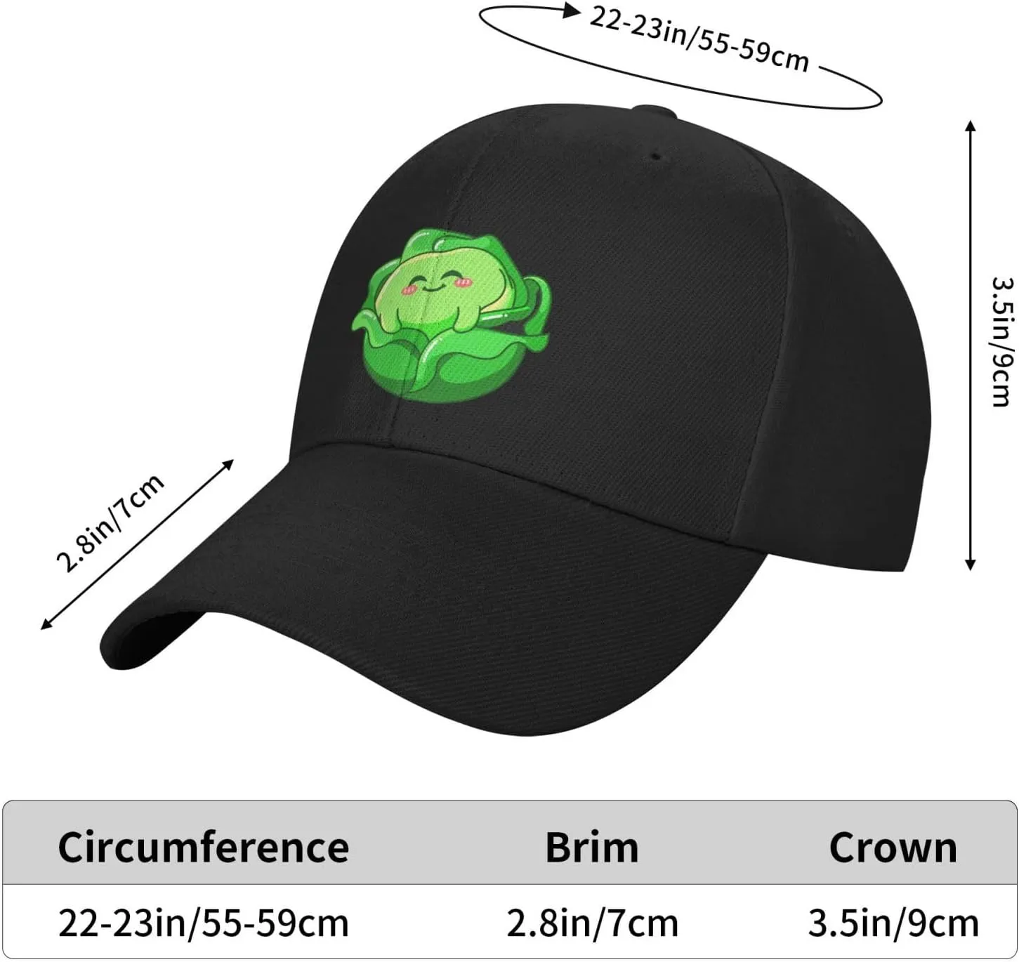 Adjustable Lovely Cabbage Baseball Cap for Men Women Classic Casual Unisex Dad Hat Trucker Hat