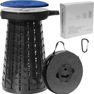 ALEVMOOM 2025 Upgraded XXL Collapsilbe Stool with Cushion,More Sturdy and Height 50cm,D30cm,Portable and Lightweight Adjustable Telescoping Stool for Camping Hiking BBQ Max Loading 1000Ibs