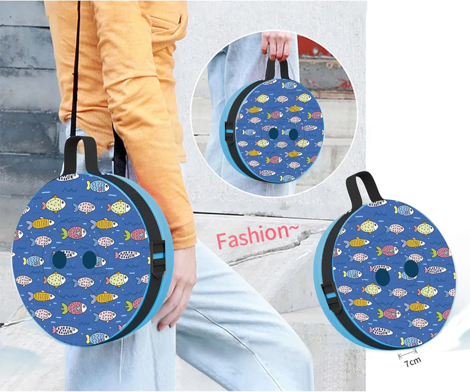 ALEVMOOM Upgraded Portable Collapsible Stool with Cushion Telescoping Stool with Painting Retractable Folding Stool Sturdy Capacity 440Ibs Camping Stool for Outdoor Hiking BBQ with Bag