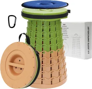 ALEVMOOM Upgraded Portable Collapsible Stool with Cushion,Telescoping Folding Stool for Adults,Yet More Sturdy Camping Stool with Load Capacity 1000lbs,for Outdoor Garden Hiking BBQ