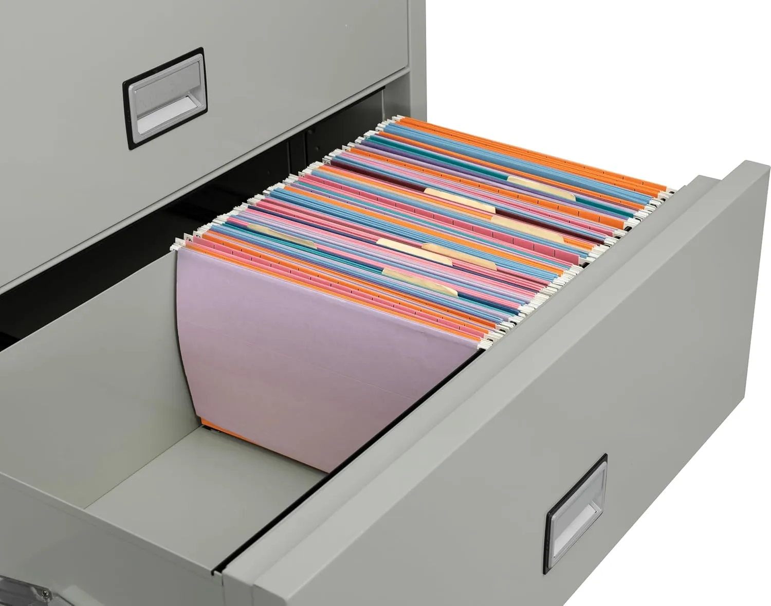 Alloy Steel Fireproof File Cabinet – 4-Drawer Lateral, 38" – Letter Size – Locking Filing Cabinet with Key Lock & Water Seal – 350 Fire Rated, Impact Tested – Light Gray – LAT4W38LG