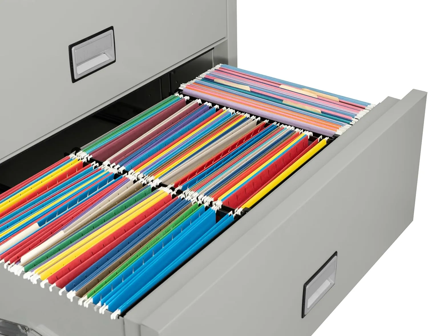 Alloy Steel Fireproof File Cabinet – 4-Drawer Lateral, 38" – Letter Size – Locking Filing Cabinet with Key Lock & Water Seal – 350 Fire Rated, Impact Tested – Light Gray – LAT4W38LG