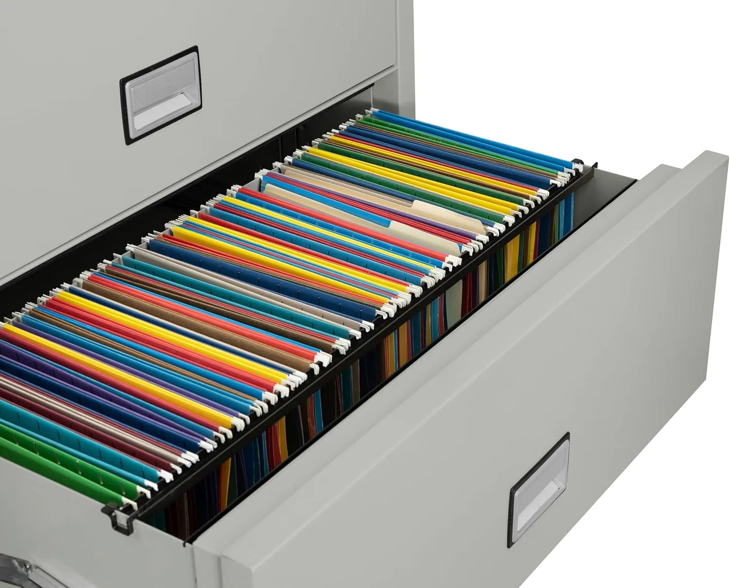 Alloy Steel Fireproof File Cabinet – 4-Drawer Lateral, 38" – Letter Size – Locking Filing Cabinet with Key Lock & Water Seal – 350 Fire Rated, Impact Tested – Light Gray – LAT4W38LG