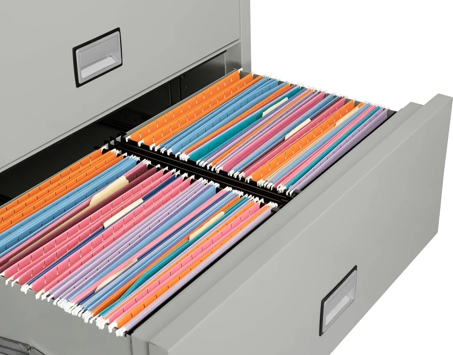 Alloy Steel Fireproof File Cabinet – 4-Drawer Lateral, 38" – Letter Size – Locking Filing Cabinet with Key Lock & Water Seal – 350 Fire Rated, Impact Tested – Light Gray – LAT4W38LG