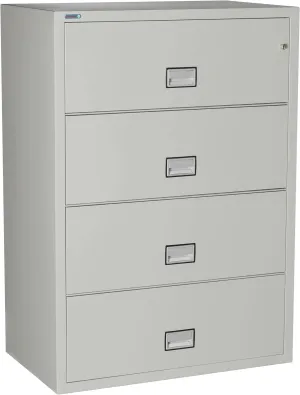 Alloy Steel Fireproof File Cabinet – 4-Drawer Lateral, 38" – Letter Size – Locking Filing Cabinet with Key Lock & Water Seal – 350 Fire Rated, Impact Tested – Light Gray – LAT4W38LG
