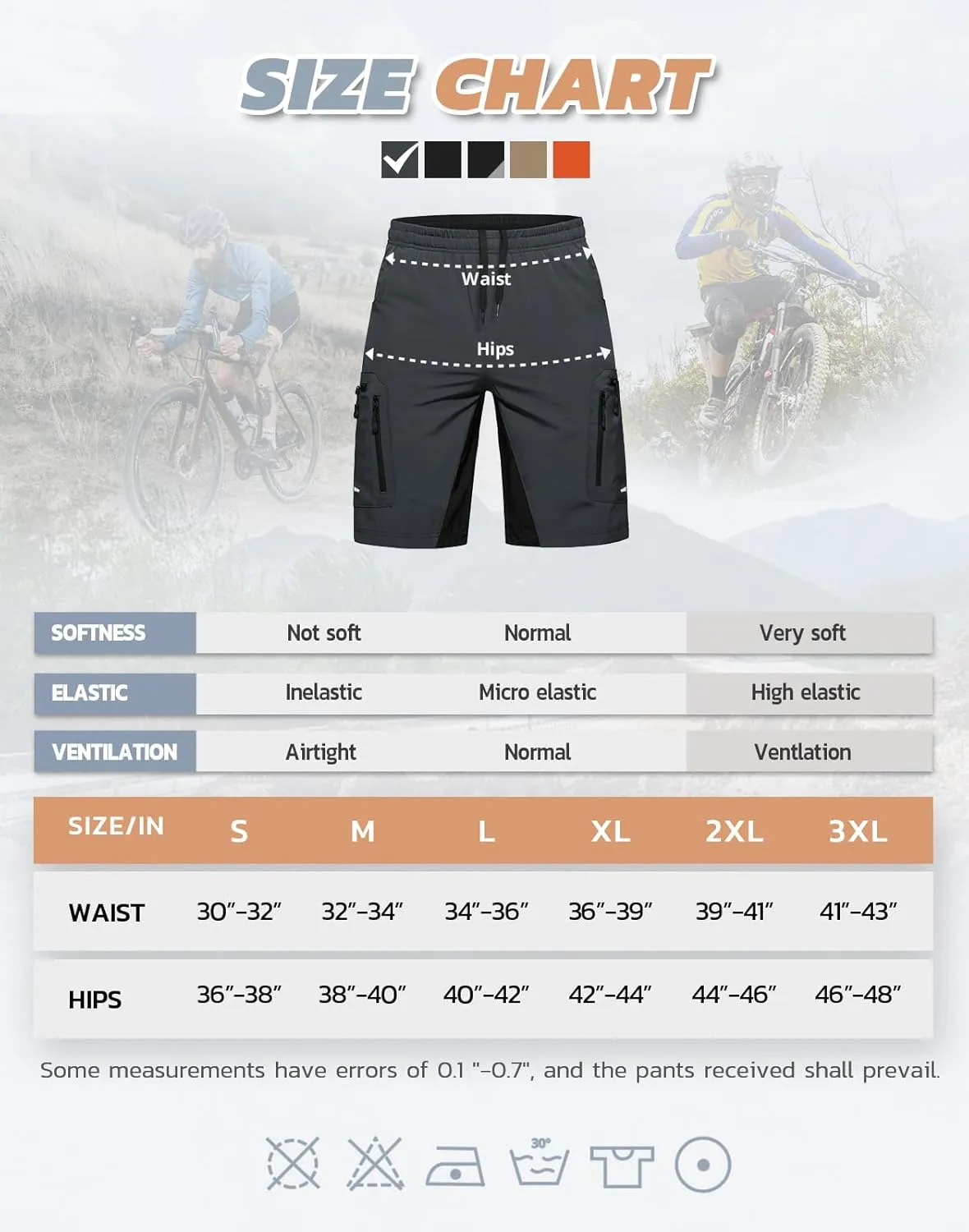 Ally Men's Mountain Bike Shorts 4D Padded Lightweight Loose-fit with Zipper Pockets for Biking Cycling Bicycle Riding Biker