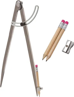 ALLY Tools 12 Inch Precision Locking Wing Divider/Woodworking Compass with Pencil Holder INCLUDES Two Pencils and Pencil Sharpener Ideal for Drawing, Drafting, Carpentry