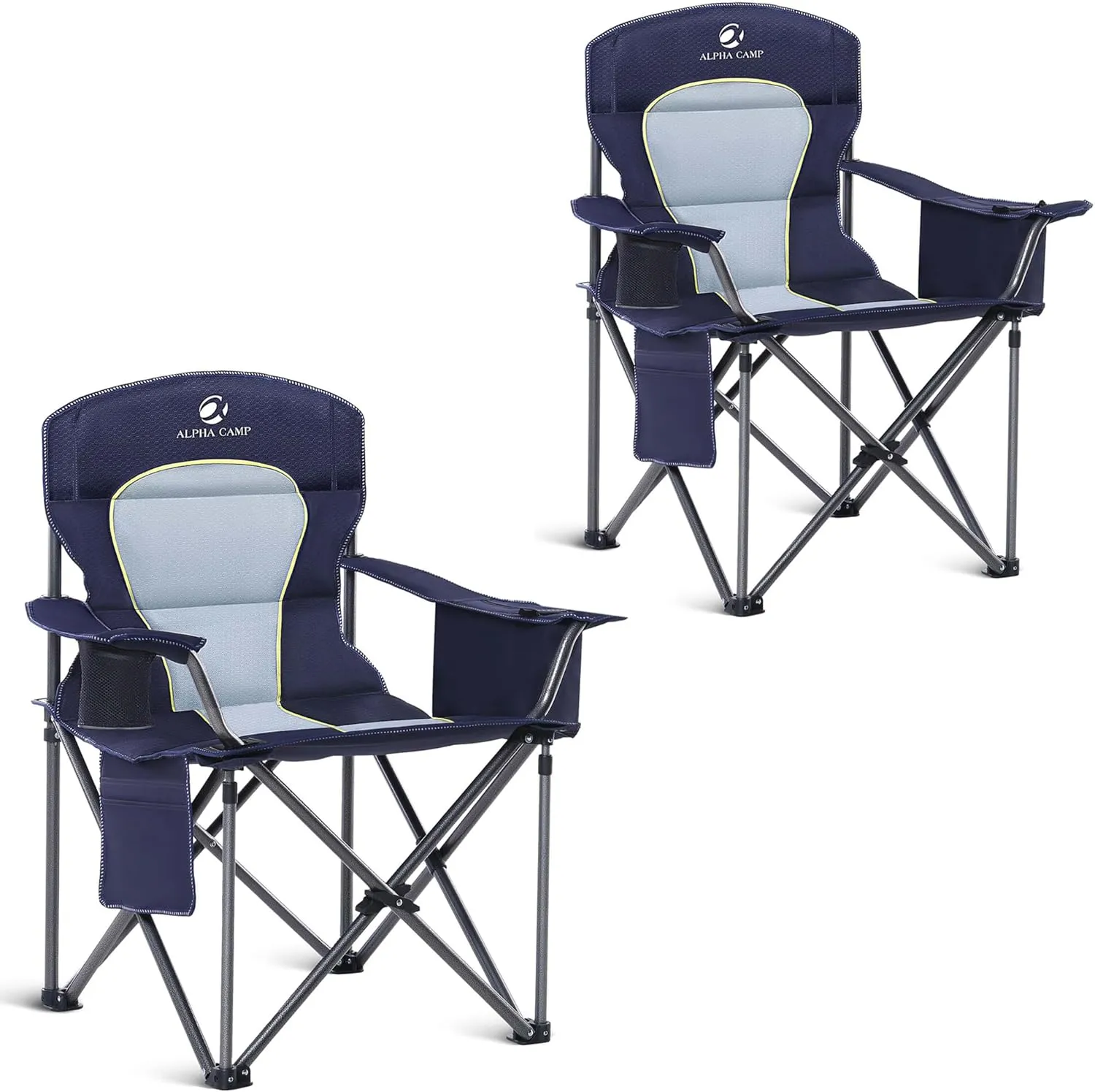 ALPHA CAMP Oversized Camping Folding Chair Heavy Duty Lawn Chair with Cooler Bag