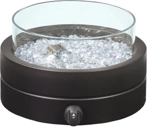 Amazon Basics 14 in 9,000 BTU Round Tabletop Propane Gas Fire Pit, Brown