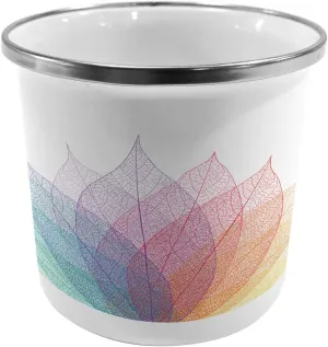 Ambesonne Abstract Steel Camping Mug, Leaf Abstract Artwork 4 Season Flora Delicate and Nature Theme, Printed Thermal Cup for Camping and Outdoor Activities, Yellow Red Green