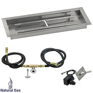 American Fire Glass 24-in x 8-in Stainless Steel Drop-in Fire Pit Pan with Spark Ignition Kit - SS-AFPPKIT-24
