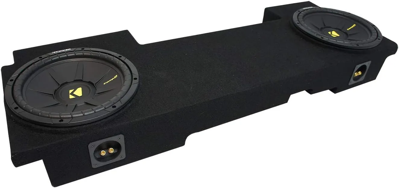 American Sound Connection GM2X10-AV-ECL-US Compatible with Chevy Avalanche 2002-2013 Underseat Dual 10" Subwoofer Enclosure Box and 44CWCS104-ALT Car Audio CompC Subwoofer Single 4 Ohm