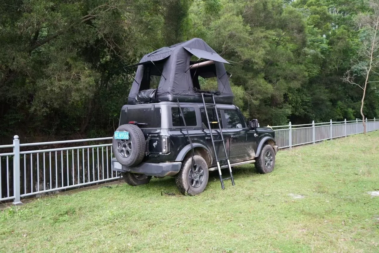 Amphibious for Black Auto Camping Glamping Ladder, Outdoor Tent Roof Foldable Self-Driving Touring(Without Express delivery Inflatable SUV,Truck ) for Car Tent and Universal 2-3 Augmented reality People Top camping
