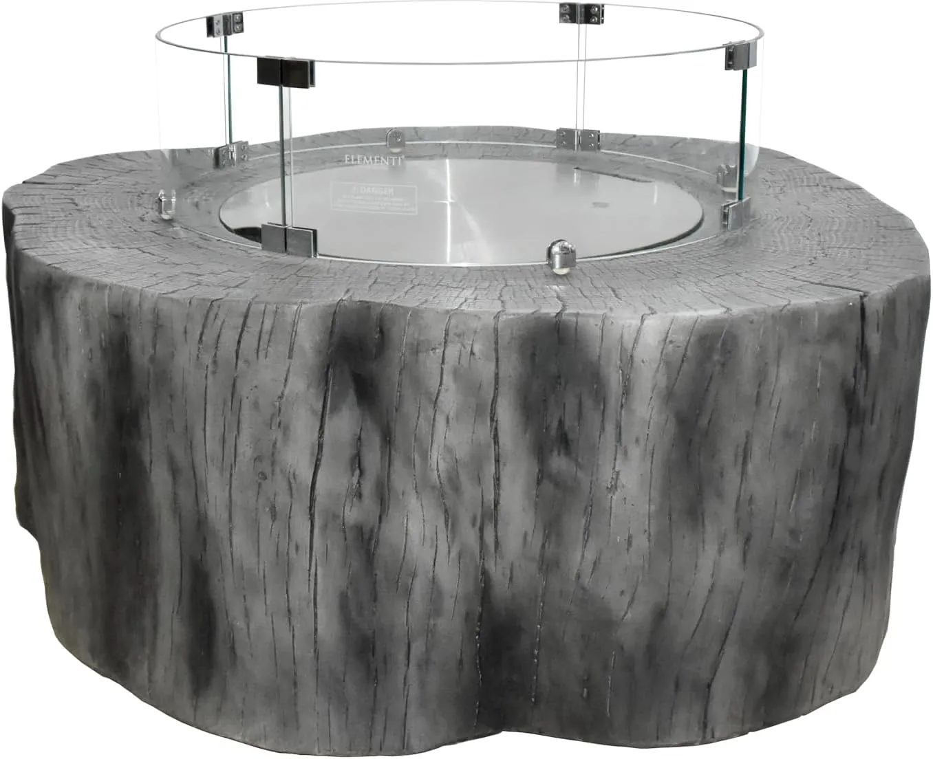AMS Fireplace Elementi Classic Gray Manchester Liquid Propane Gas Fire Pit Table For Outside Patio Bundle With Tank Cover, Wind Guard and Burner Lid | Free Rubber Mat, Ice Bucket & Counter-top Lantern