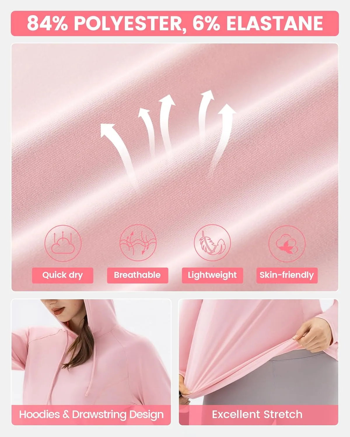 Angel season Sun Shirt for Women Long Sleeve Hoodies Lightweight Hiking Elastic Workout Clothing Fishing Running Outdoor