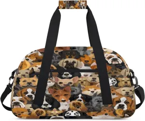 Animal Dog Gym Duffel Bag for Men Women Cartoon Dog Sports Tote Bag with Adjustable Shoulder Strap for Dance Gymnastics Traveling Outdoor Camping Overnight Stay