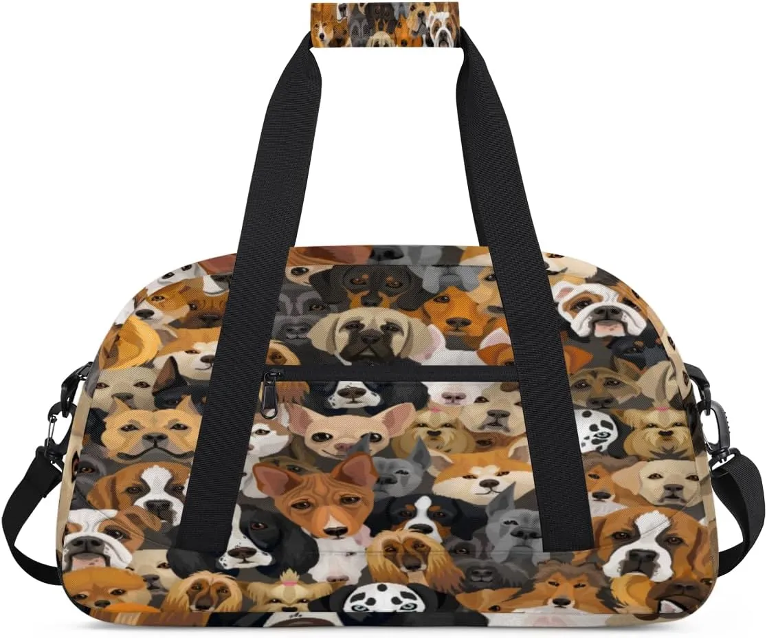 Animal Dog Gym Duffel Bag for Men Women Cartoon Dog Sports Tote Bag with Adjustable Shoulder Strap for Dance Gymnastics Traveling Outdoor Camping Overnight Stay
