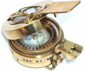 Antique British Prismatic Military WW2 Mark II Pocket Compass, Brass, Vintage Gift