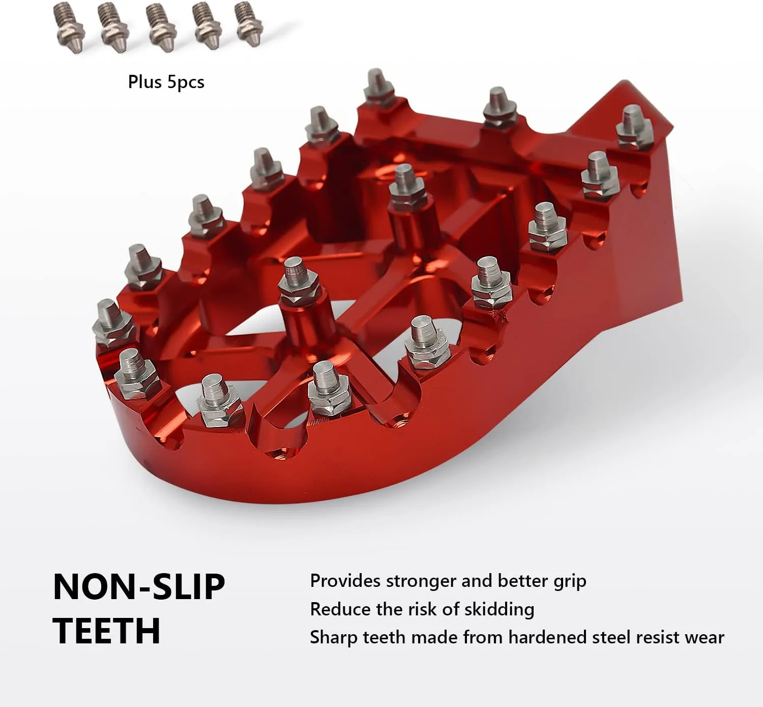 AnXin Foot Pegs Motorcycle Universal CNC Footpeg for CRF XR CR 50 70 80 100-125cc CT200U Mini Bike SSR Apollo RFZ TaoTao Lifan Kayo Coolster Pit Bike - Red