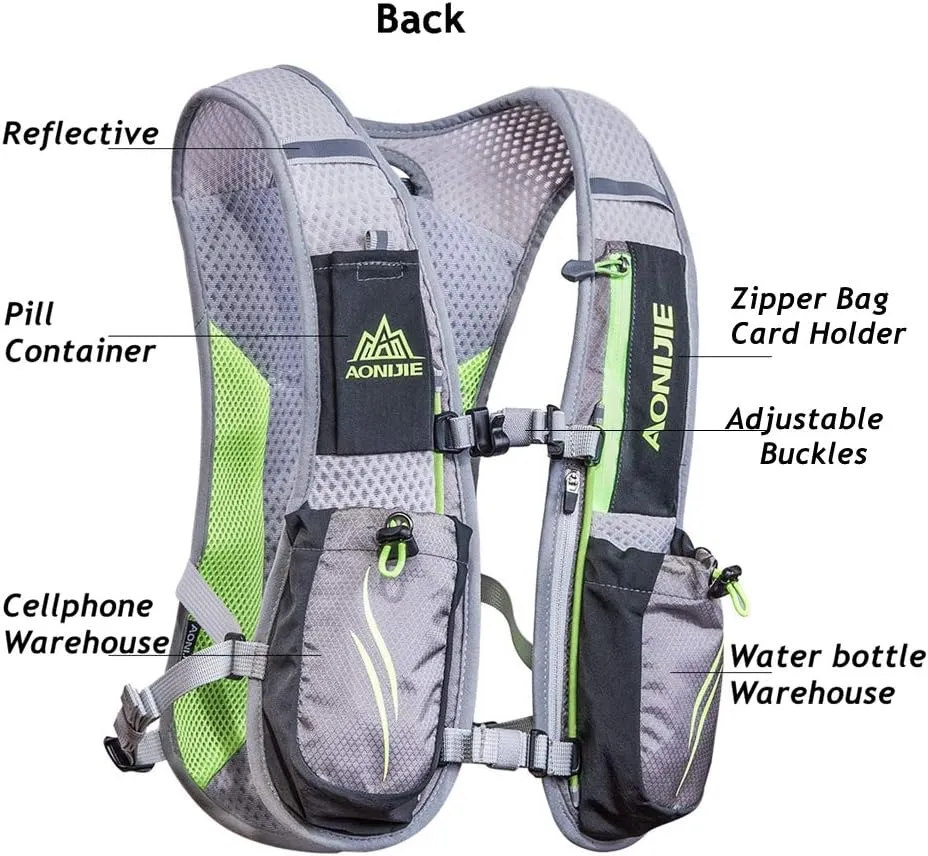 AONIJIE Hydration Packs 5.5L Trail Running Vest with 2L Bladder Reservoir Marathoner Hydro Backpack