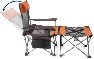 apollo walker Camping Chairs for Adults - 8 Legged 3 in 1 Detachable Beach Chair with Foot Rest, Adjustable 90° - 135° Reclining Lounge Chair Outdoor, Folding Chairs for Outside with Pillow, Carry Bag