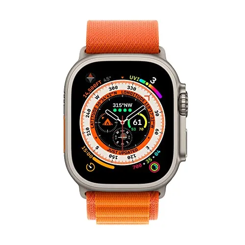 Apple Watch Ultra [GPS   Cellular 49 mm] smart watch w/Rugged Titanium Case & Orange Alpine Loop - Large. Fitness Tracker, Precision GPS, Action Button, Extra-Long BatteryLife, Brighter Retina Display