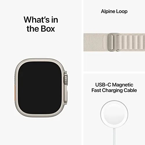 Apple Watch Ultra [GPS   Cellular 49 mm] smart watch w/Rugged Titanium Case & Starlight Alpine Loop Medium Fitness Tracker, Precision GPS, Action Button, ExtraLong BatteryLife, Brighter Retina Display