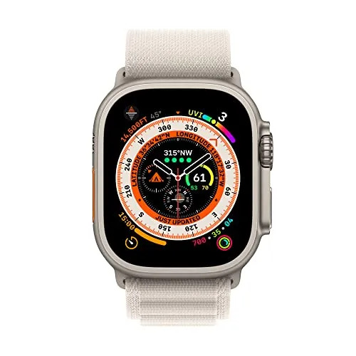 Apple Watch Ultra [GPS   Cellular 49 mm] smart watch w/Rugged Titanium Case & Starlight Alpine Loop Medium Fitness Tracker, Precision GPS, Action Button, ExtraLong BatteryLife, Brighter Retina Display